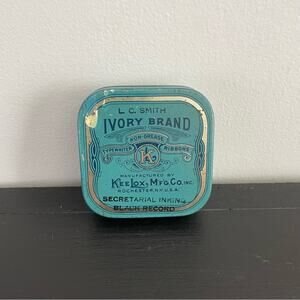 Vintage Retro Rare Key Lox Ivory Brand Typewriter Ribbon Tin Underwood Remington